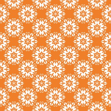 Turuncu ve beyaz çiçek süsleme. Tekstil ve duvar kağıtları için seamless modeli