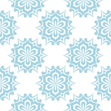 Beyaz zemin üzerine mavi çiçekler. Tekstil ve duvar kağıtları için süs seamless modeli