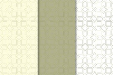 Zeytin yeşili ve web, Tekstil ve duvar kağıtları için geometrik Dikişsiz desen beyaz set