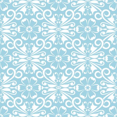 Lacivert zemin üzerine beyaz çiçek süsleme. Tekstil ve duvar kağıtları için seamless modeli