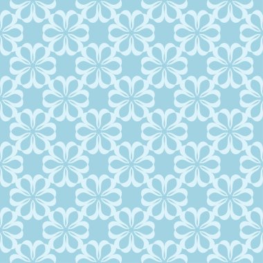 Mavi zemin üzerine beyaz çiçek desenli. Tekstil ve duvar kağıtları için sorunsuz süsleme