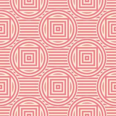 Kırmızı ve bej geometrik süsleme. Web, Tekstil ve duvar kağıtları için seamless modeli