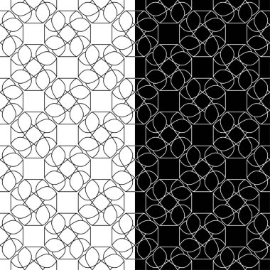 Siyah ve beyaz geometrik süsler. Web, Tekstil ve duvar kağıtları için dikişsiz desen seti