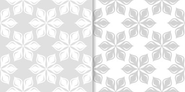 Işık gri çiçek süsler. Tekstil ve duvar kağıtları için dikişsiz desen seti