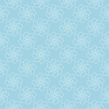 Mavi zemin üzerine beyaz çiçek desenli. Tekstil ve duvar kağıtları için sorunsuz süsleme