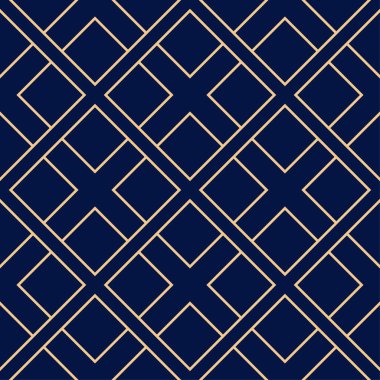 Mavi zemin üzerine altın geometrik süsleme. Web, Tekstil ve duvar kağıtları için seamless modeli