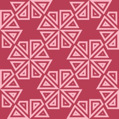 Kırmızı ve soluk pembe geometrik süsleme. Web, Tekstil ve duvar kağıtları için seamless modeli