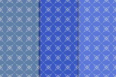 Web, Tekstil ve duvar kağıtları için geometrik Dikişsiz desen mavi seti