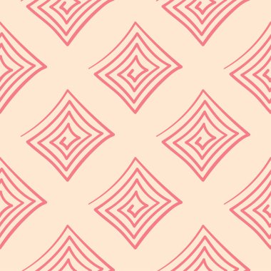 Geometrik süsleme pembe ve bej. Web, Tekstil ve duvar kağıtları için seamless modeli