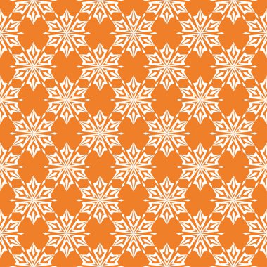 Turuncu zemin üzerine beyaz çiçek süsleme. Tekstil ve duvar kağıtları için seamless modeli