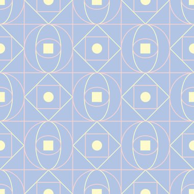 Geometrik seamless modeli. Soluk mavi arka plan bej ve pembe öğeler duvar kağıtları, Tekstil ve kumaş için