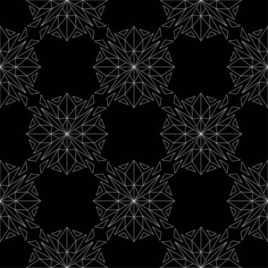 Siyah arka plan üzerine beyaz çiçekler. Süs seamless modeli