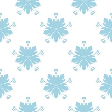 Beyaz zemin üzerine mavi çiçekler. Tekstil ve duvar kağıtları için süs seamless modeli