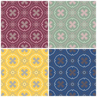 Renkli kesintisiz arka plan duvar kağıtları, Tekstil ve kumaş için geometrik desenlerle set