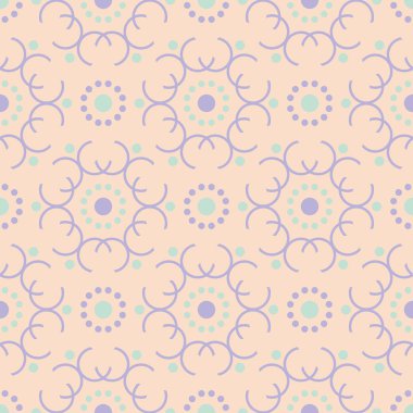 Geometrik çok renkli seamless modeli. Bej renkli arka plan duvar kağıtları, Tekstil ve kumaş için mor ve mavi tasarım öğeleri ile