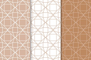 Web, Tekstil ve duvar kağıtları için dikişsiz desen kahverengi ve beyaz geometrik dizi