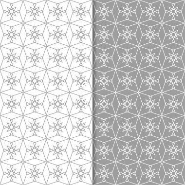 Gri ve beyaz geometrik süsler. Web, Tekstil ve duvar kağıtları için dikişsiz desen seti