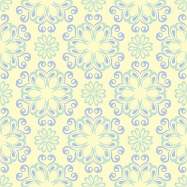 Çiçek bej seamless modeli. Bej renkli arka plan duvar kağıtları, Tekstil ve kumaş için mavi ve yeşil ışık çiçek tasarımları ile