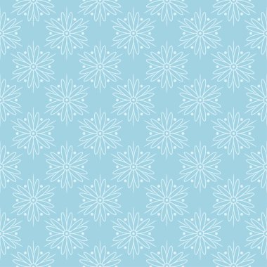 Mavi zemin üzerine beyaz çiçek desenli. Tekstil ve duvar kağıtları için sorunsuz süsleme