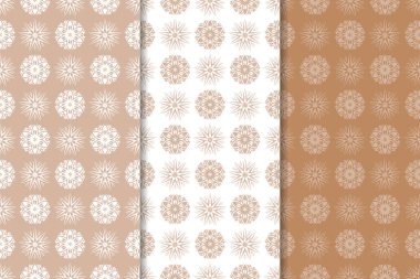 Kahverengi çiçek arka planlar. Tekstil ve duvar kağıtları için dikişsiz desen seti