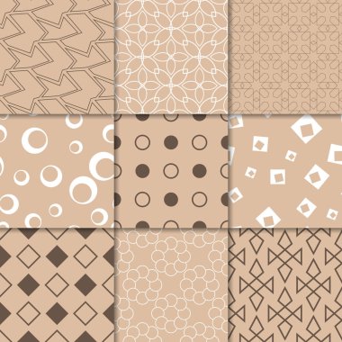 Kahverengi Bej geometrik süsler. Web, Tekstil ve duvar kağıtları için dikişsiz desen koleksiyonu