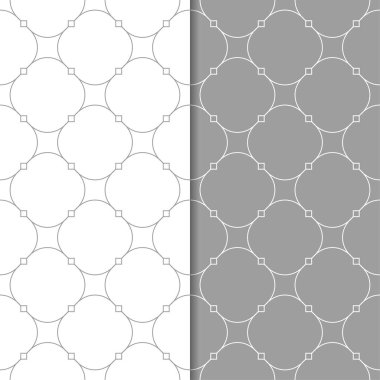 Gri ve beyaz geometrik süsler. Web, Tekstil ve duvar kağıtları için dikişsiz desen seti