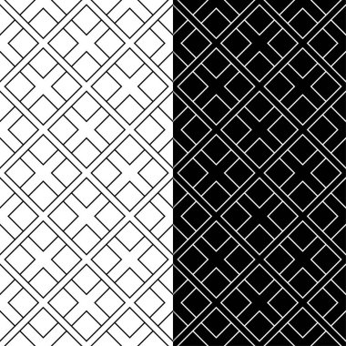 Web, Tekstil ve duvar kağıtları için dikişsiz desen siyah ve beyaz geometrik ayarla