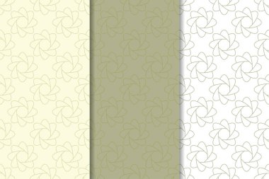 Zeytin yeşili çiçek arka planlar. Tekstil ve duvar kağıtları için dikişsiz desen seti