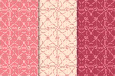 Kiraz kırmızısı geometrik süsler. Web, Tekstil ve duvar kağıtları için dikey Dikişsiz desen seti