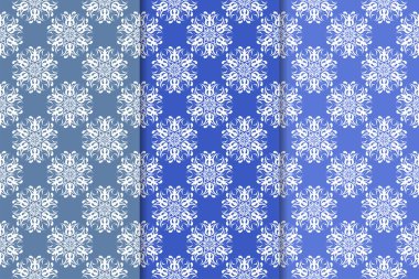 Çiçek süsler kümesi. Mavi dikey Dikişsiz desen. Duvar kağıdı arka plan