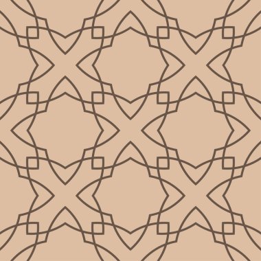 Bej ve kahverengi geometrik süsleme. Web, Tekstil ve duvar kağıtları için seamless modeli