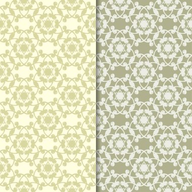 Zeytin yeşili çiçek arka planlar. Tekstil ve duvar kağıtları için dikişsiz desen seti