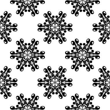 Beyaz arka planda siyah çiçek süsleme. Tekstil ve duvar kağıtları için seamless modeli