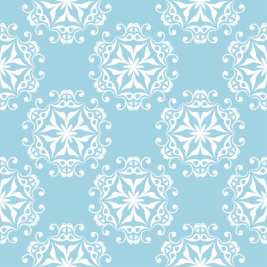 Lacivert zemin üzerine beyaz çiçek süsleme. Tekstil ve duvar kağıtları için seamless modeli