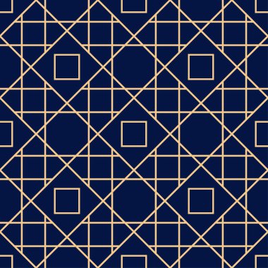 Altın mavi geometrik seamless modeli web, Tekstil ve duvar kağıtları için