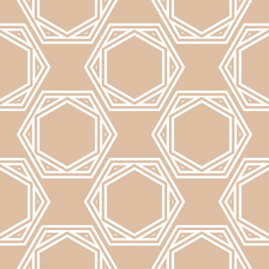 Bej ve beyaz geometrik süsleme. Web, Tekstil ve duvar kağıtları için seamless modeli