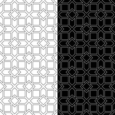 Siyah ve beyaz geometrik yazdırır. Web, Tekstil ve duvar kağıtları için dikişsiz desen seti