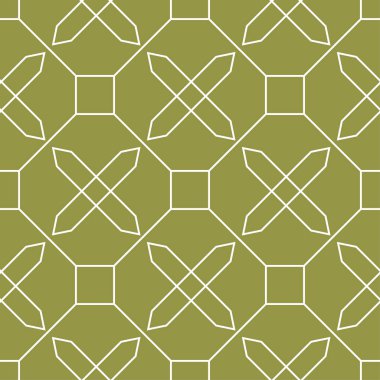 Zeytin yeşili ve beyaz geometrik süsleme. Web, Tekstil ve duvar kağıtları için seamless modeli