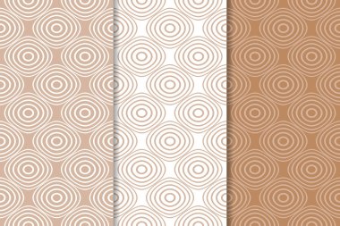 Kahverengi ve beyaz geometrik süsler. Web, Tekstil ve duvar kağıtları için dikişsiz desen seti