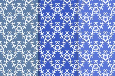 Çiçek desenleri kümesi. Mavi dikey Dikişsiz desen. Duvar kağıdı arka plan