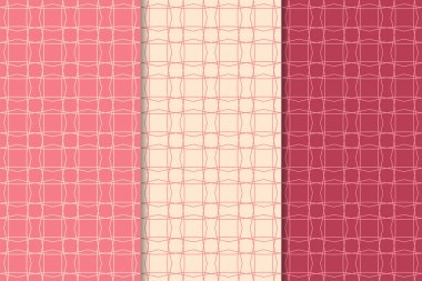 Kiraz kırmızısı geometrik süsler. Web, Tekstil ve duvar kağıtları için dikey Dikişsiz desen seti