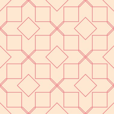 Kırmızı ve bej geometrik süsleme. Web, Tekstil ve duvar kağıtları için seamless modeli