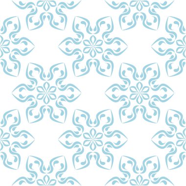 Beyaz zemin üzerine mavi çiçek süsleme. Tekstil ve duvar kağıtları için seamless modeli