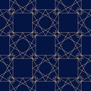 Geometrik süsleme. Altın mavi seamless modeli