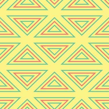 Geometrik seamless modeli. Pembe ve yeşil tasarım ile sarı arka plan