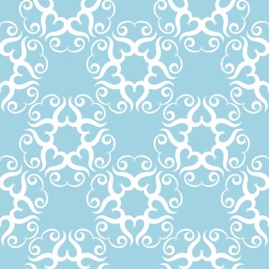 Mavi zemin üzerine beyaz çiçek tasarım. Tekstil ve duvar kağıtları için seamless modeli