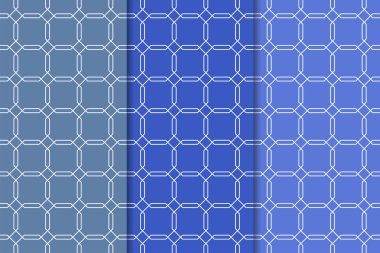 Mavi geometrik süsler. Web, Tekstil ve duvar kağıtları için dikey Dikişsiz desen seti