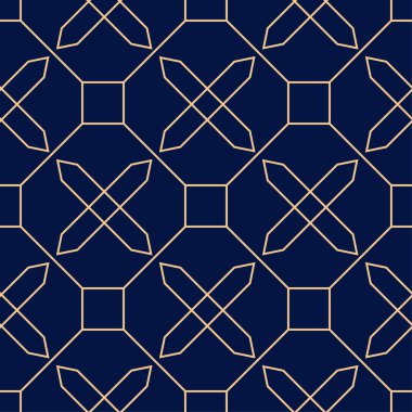 Altın mavi geometrik süsleme. Web, Tekstil ve duvar kağıtları için seamless modeli
