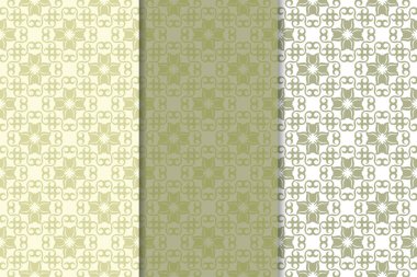 Zeytin yeşili çiçek arka planlar. Tekstil ve duvar kağıtları için dikişsiz desen seti