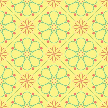 Çiçek seamless modeli. Arka plan duvar kağıtları için pembe ve yeşil çiçek öğeleri ile parlak renkli.